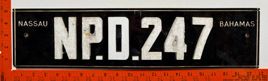 1970s Nassau, Bahamas #NPD247 Passenger License Plate