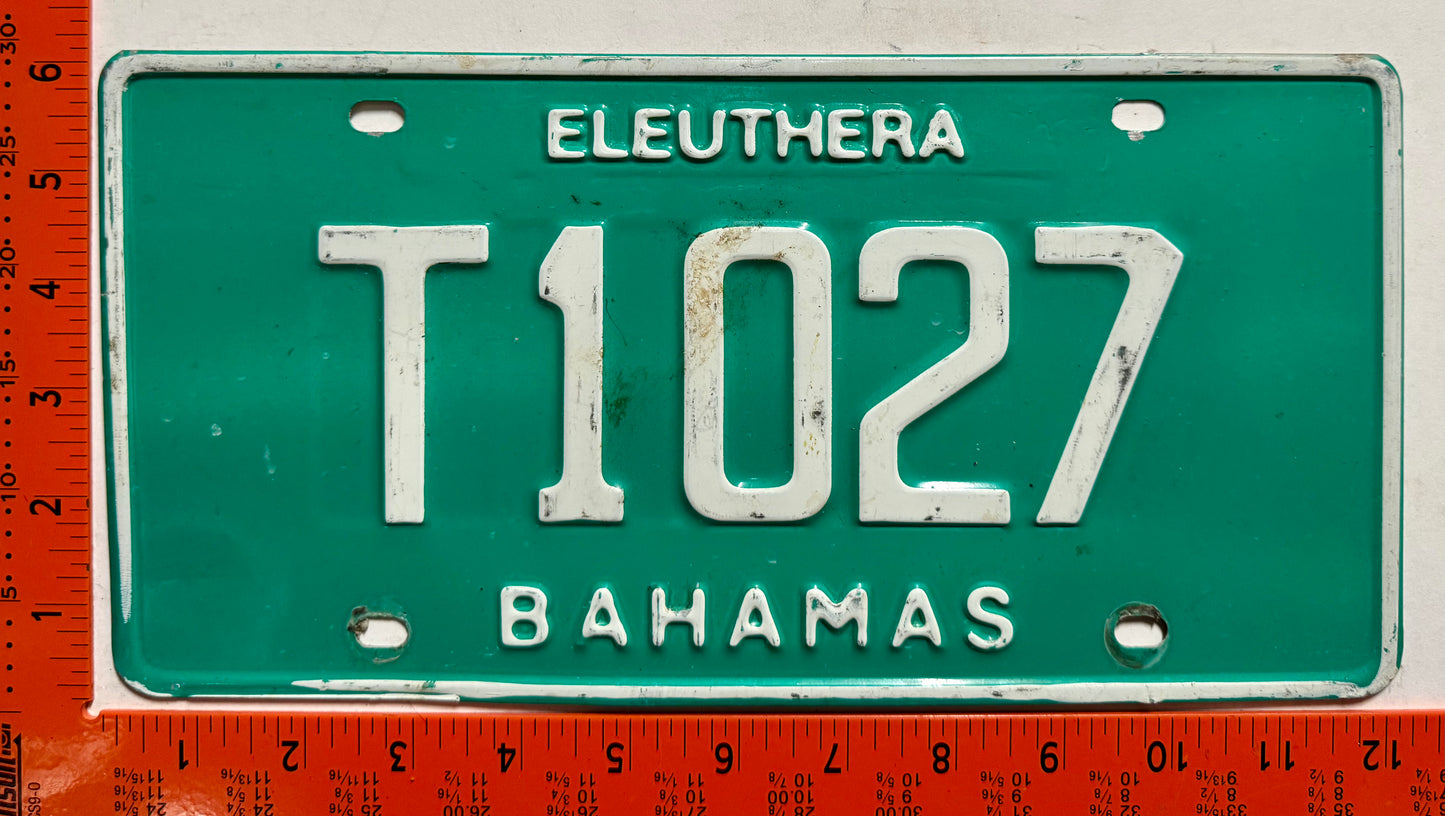 1990 base Eleuthera, Bahamas #T1027 Truck License Plate