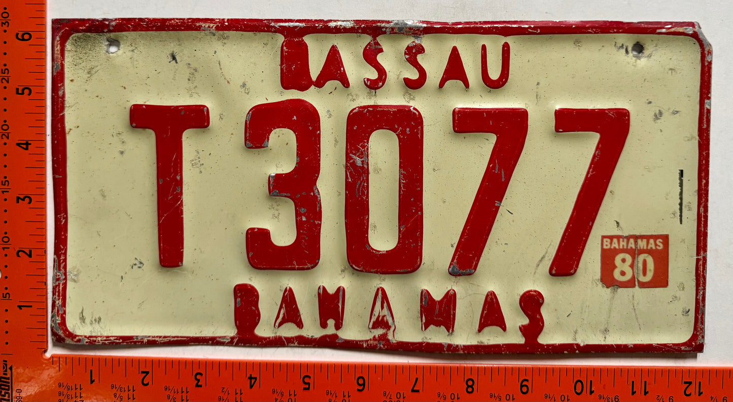 1980 Nassau, Bahamas #T3077 Truck License Plate