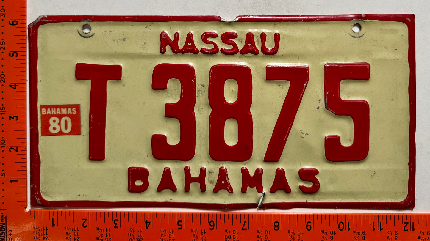 1980 Nassau, Bahamas #T3875 Truck License Plate
