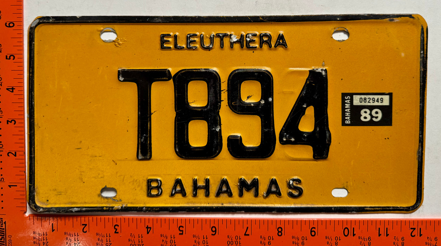 1989 Eleuthera, Bahamas #T894 Truck License Plate