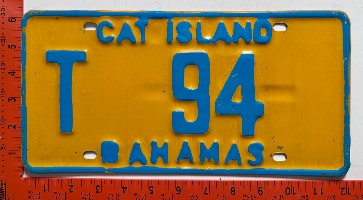 1981 base Cat Island, Bahamas #T 94 Truck License Plate