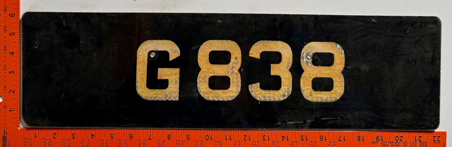 undated Barbados #G838 Passenger License Plate