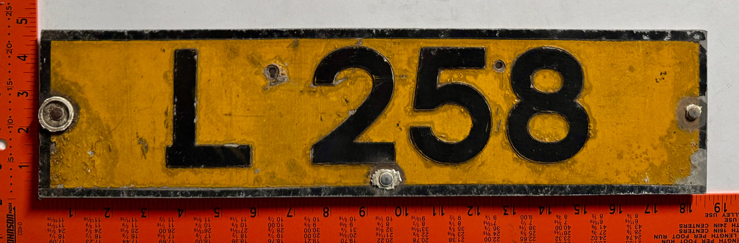 undated Barbados #L 258 Passenger License Plate