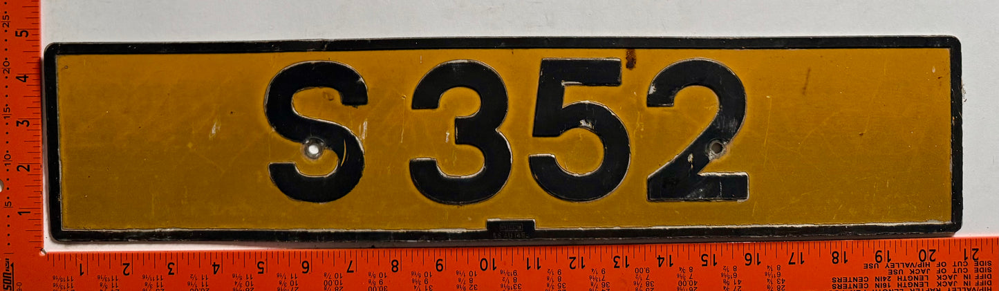 undated Barbados #S 352 Passenger License Plate