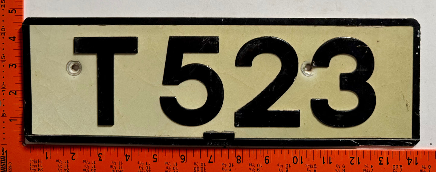 undated Barbados #T 523 Passenger License Plate