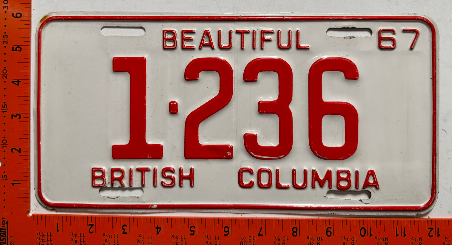 1967 British Columbia #1-236 Passenger License Plate