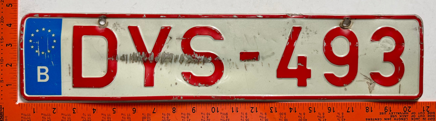 undated Belgium #DYS-493 Passenger License Plate