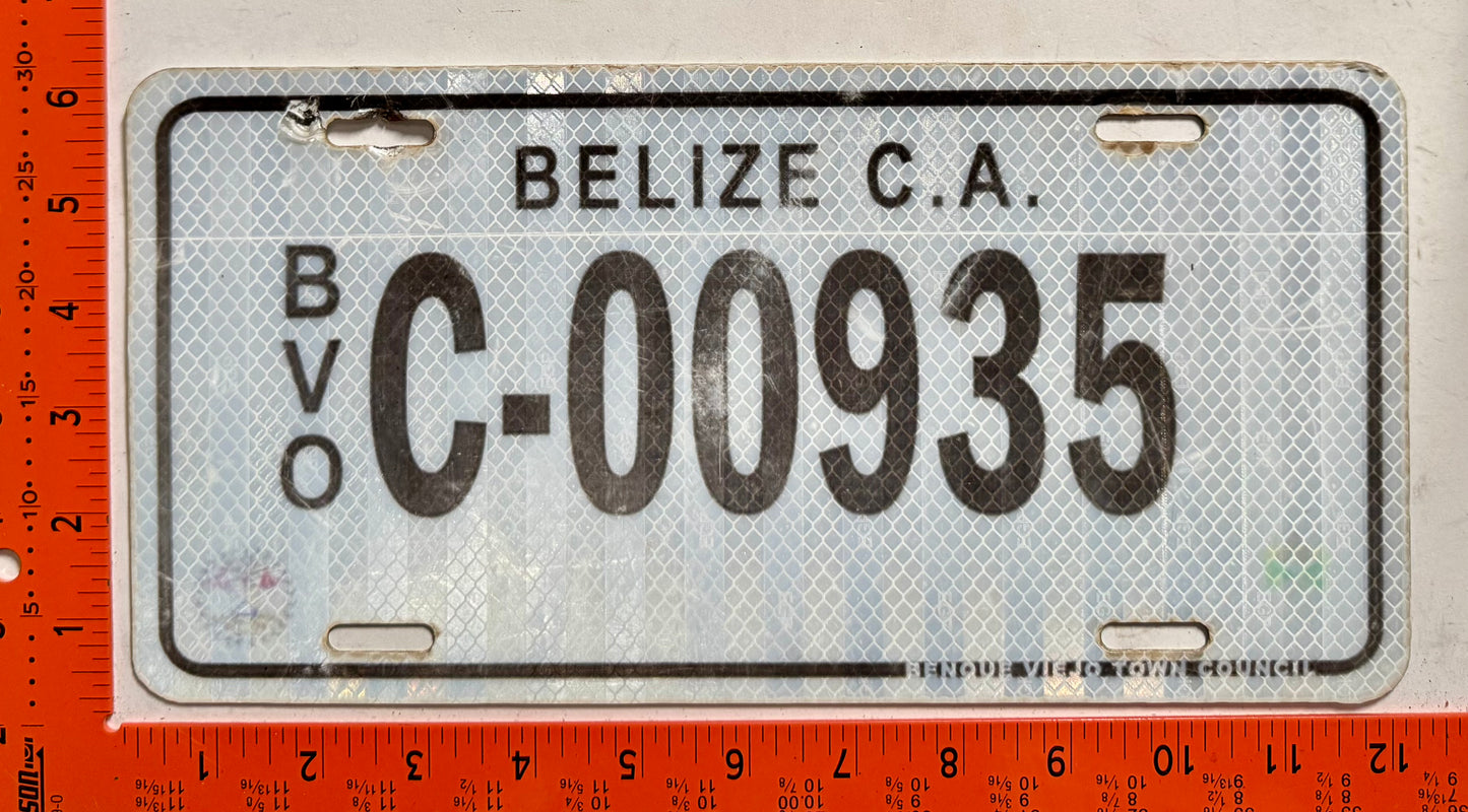 undated Belize #C-00935 Passenger License Plate