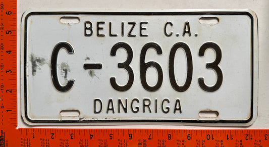 undated Belize #C-3603 Passenger License Plate