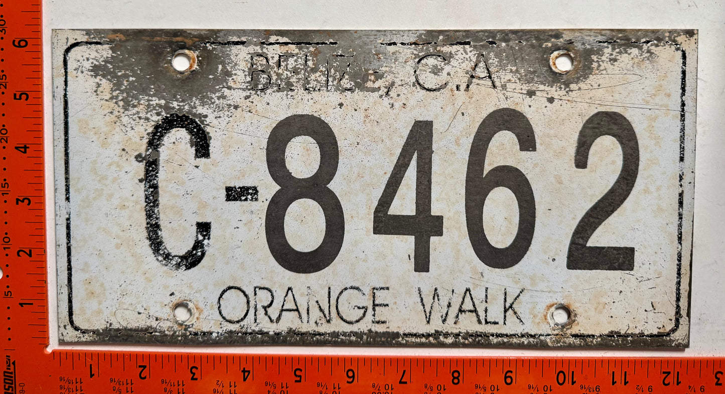 undated Belize #C-8462 Passenger License Plate