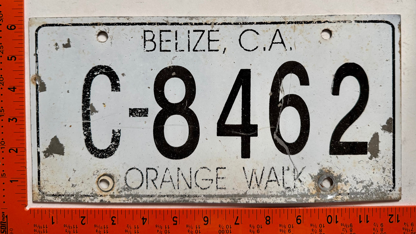 undated Belize #C-8462 Passenger License Plate