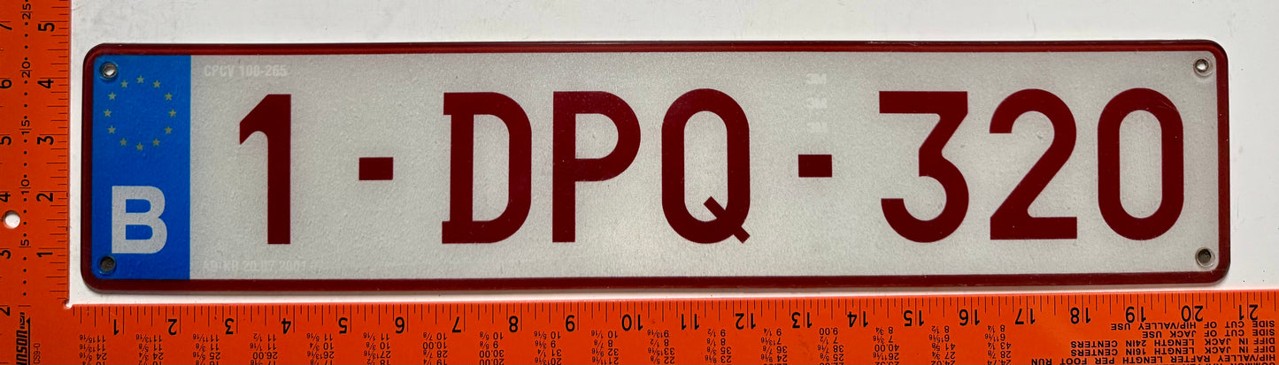 undated Belgium #1-DPQ-320 Passenger License Plate