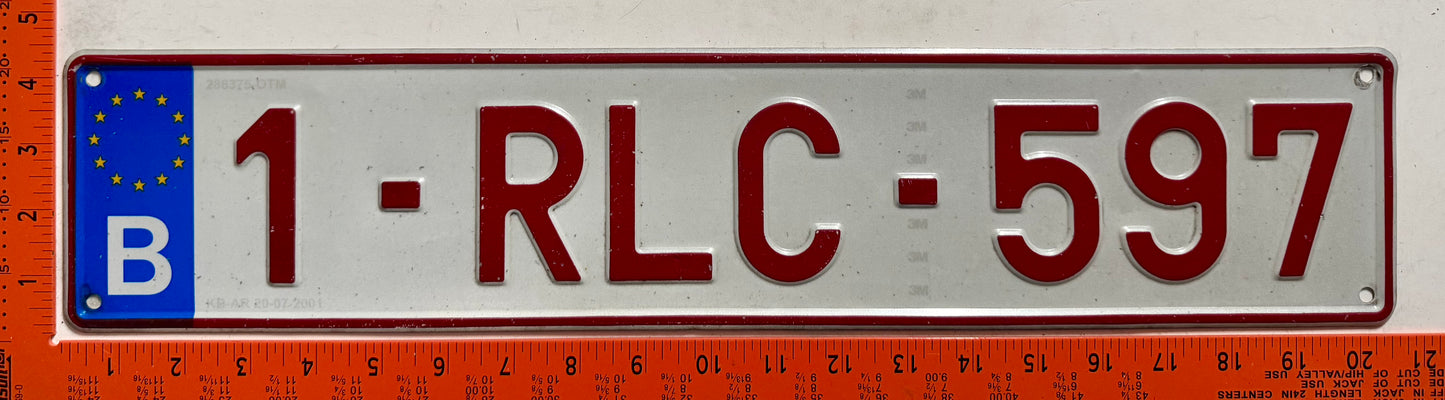 undated Belgium #1-RLC-597 Passenger License Plate