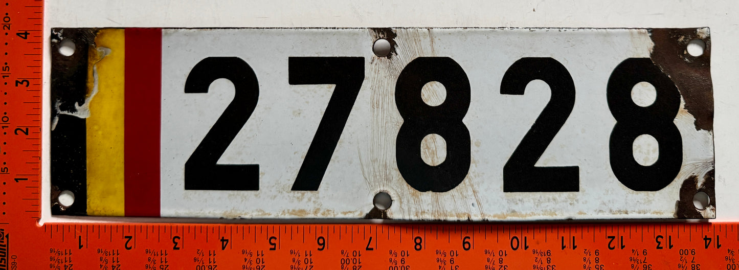 undated Belgium #27828 Military License Plate (Porcelain)