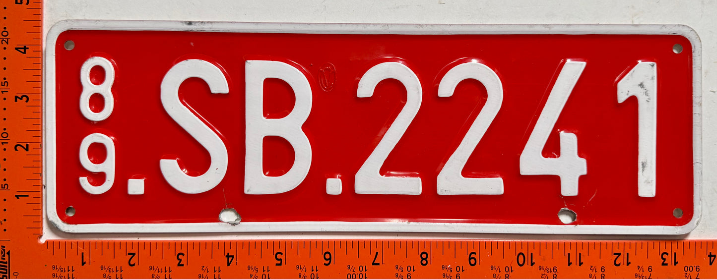 1989 Belgium #SB.2241 SHAPE Headquarters Passenger License Plate
