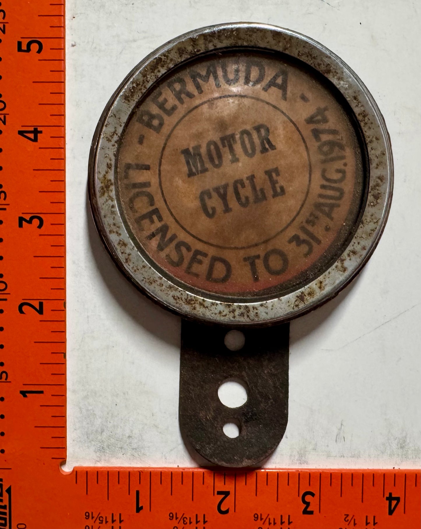 1974 Bermuda Motorcycle License Plate Topper