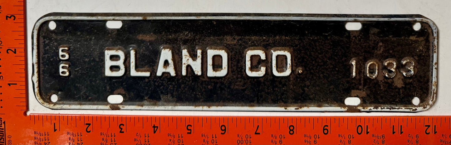 1966 Bland County, Virginia #1033 License Plate