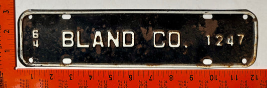 1964 Bland County, Virginia #1247 License Plate
