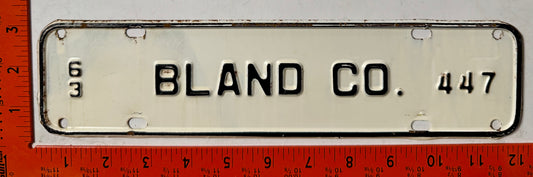 1963 Bland County, Virginia #447 License Plate