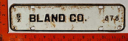 1967 Bland County, Virginia #878 License Plate