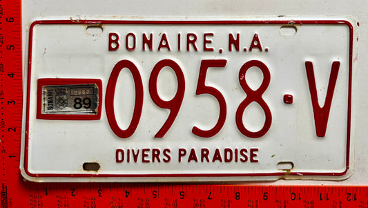 1989 Bonaire #0958-V Commercial License Plate