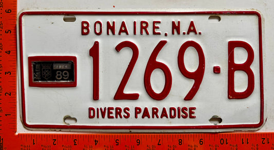 1989 Bonaire #1269-B Passenger License Plate