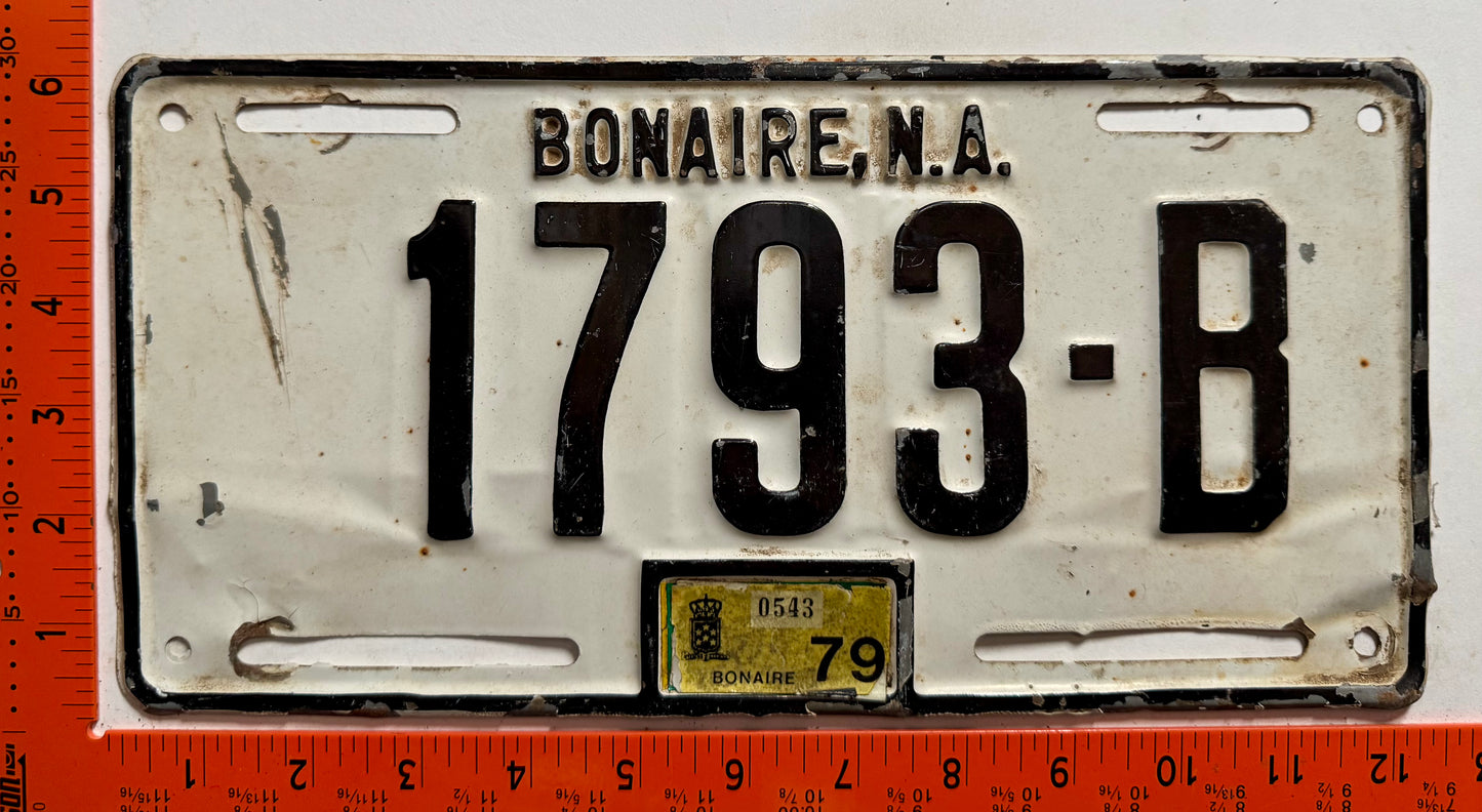 1979 Bonaire #1793-B Passenger License Plate