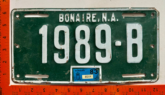 1983 Bonaire #1989-B Passenger License Plate