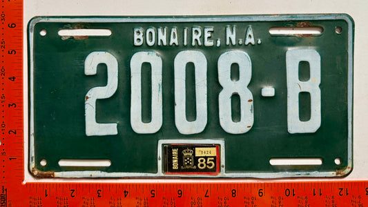 1985 Bonaire #2008-B Passenger License Plate
