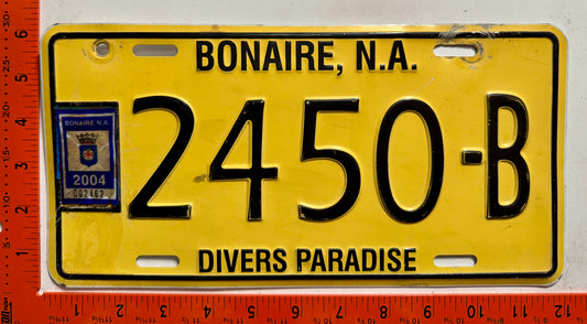 2004 Bonaire #2450-B Passenger License Plate