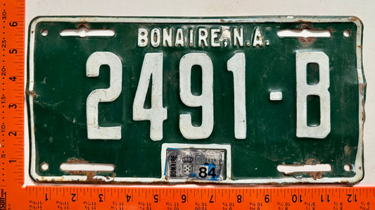 1984 Bonaire #2491-B Passenger License Plate