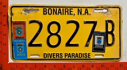 2002/2003 Bonaire #2827-B Passenger License Plate