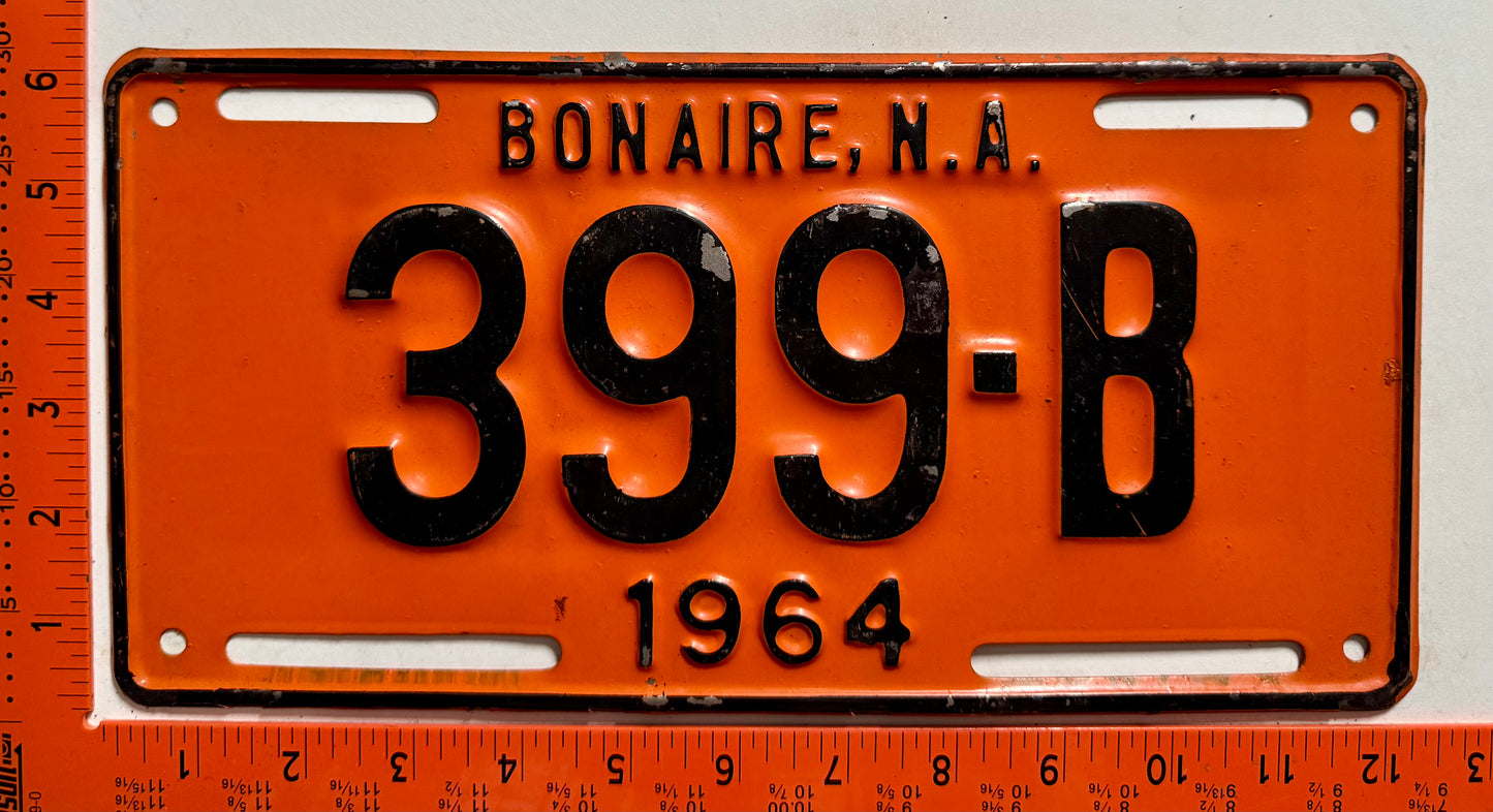 1964 Bonaire #399-B Passenger License Plate