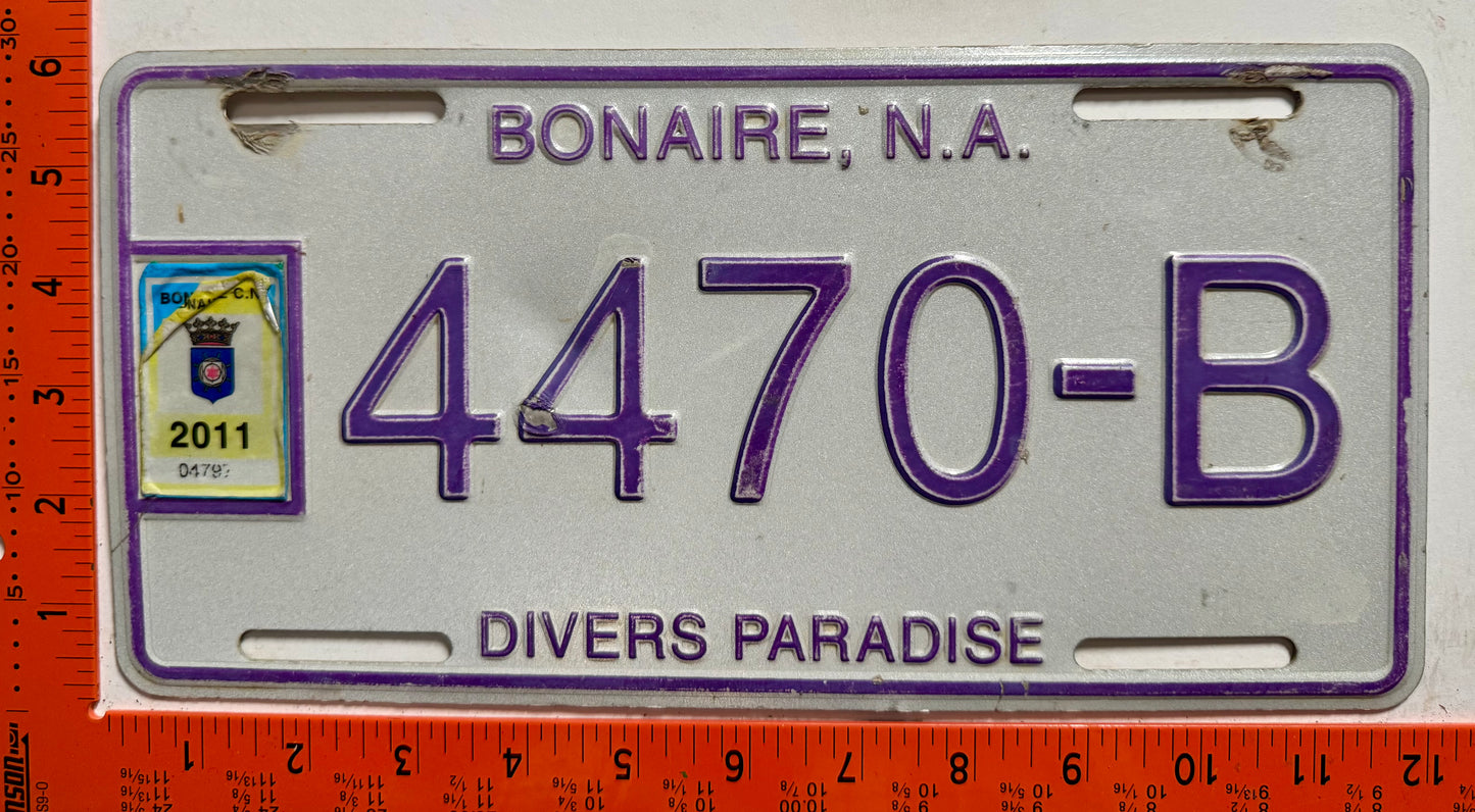 2011 Bonaire #4470-B Passenger License Plate