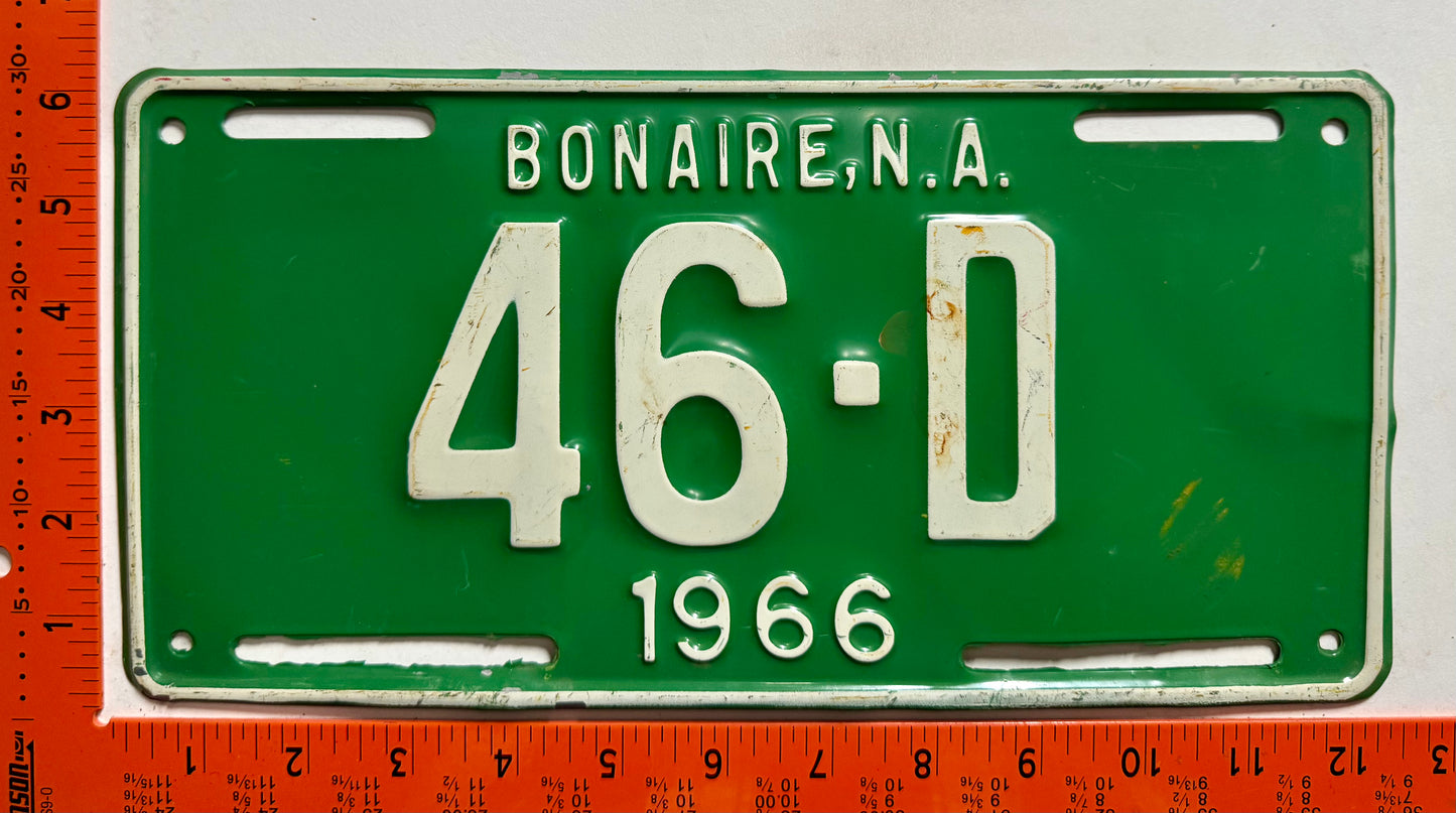 1966 Bonaire #46-D Government License Plate