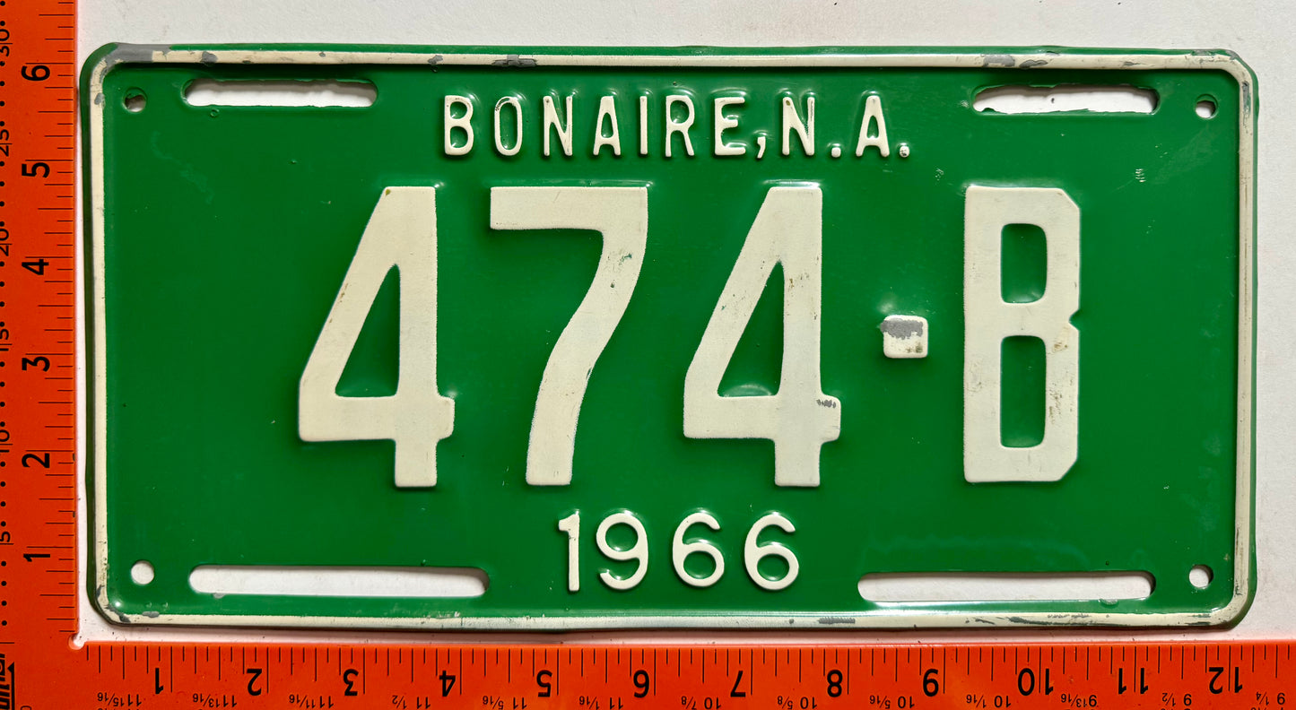 1966 Bonaire #474-B Passenger License Plate