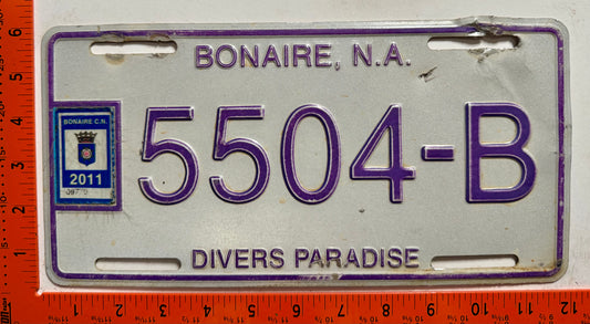 2011 Bonaire #5504-B Passenger License Plate