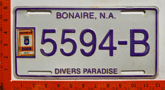 2009 Bonaire #5594-B Passenger License Plate