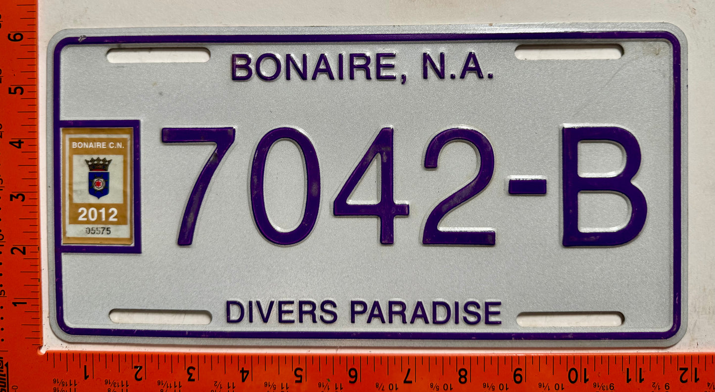 2012 Bonaire #7042-B Passenger License Plate