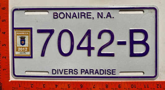 2012 Bonaire #7042-B Passenger License Plate