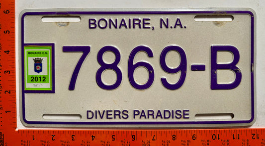 2012 Bonaire #7869-B Passenger License Plate
