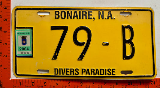 2004 Bonaire #79-B Passenger License Plate