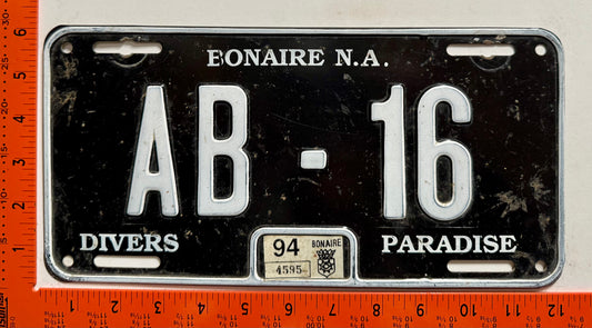 1994 Bonaire #AB-16 Autobus License Plate