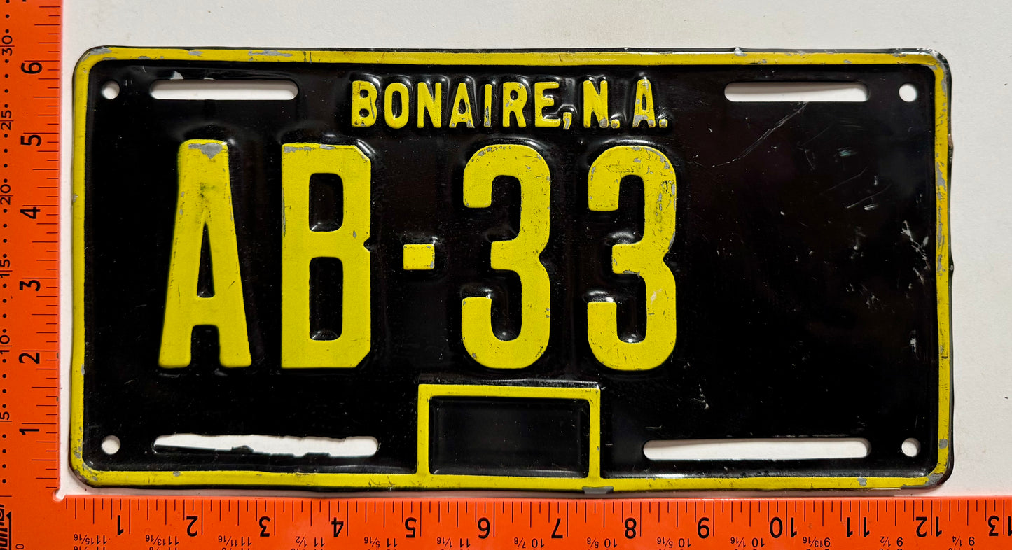 1969 Bonaire #AB-33 Autobus License Plate