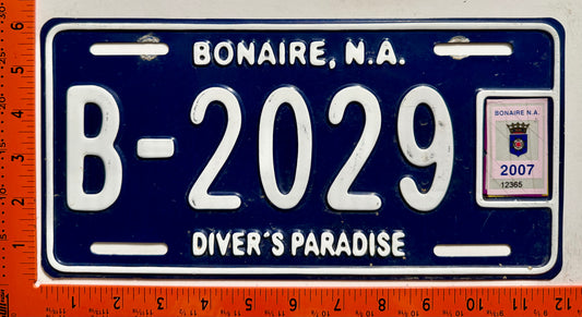 2007 Bonaire #B-2029 Passenger License Plate