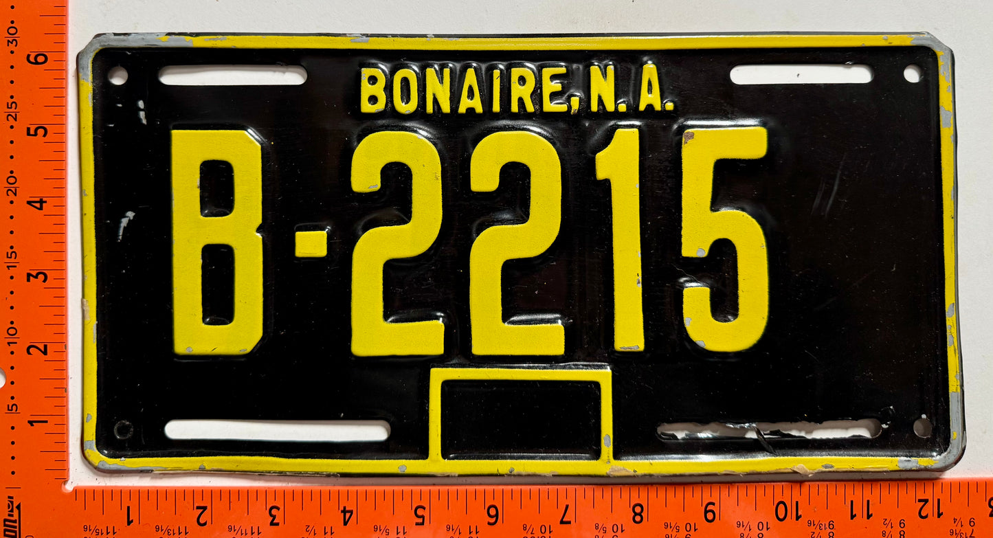 1969 Bonaire #B-2215 Passenger License Plate