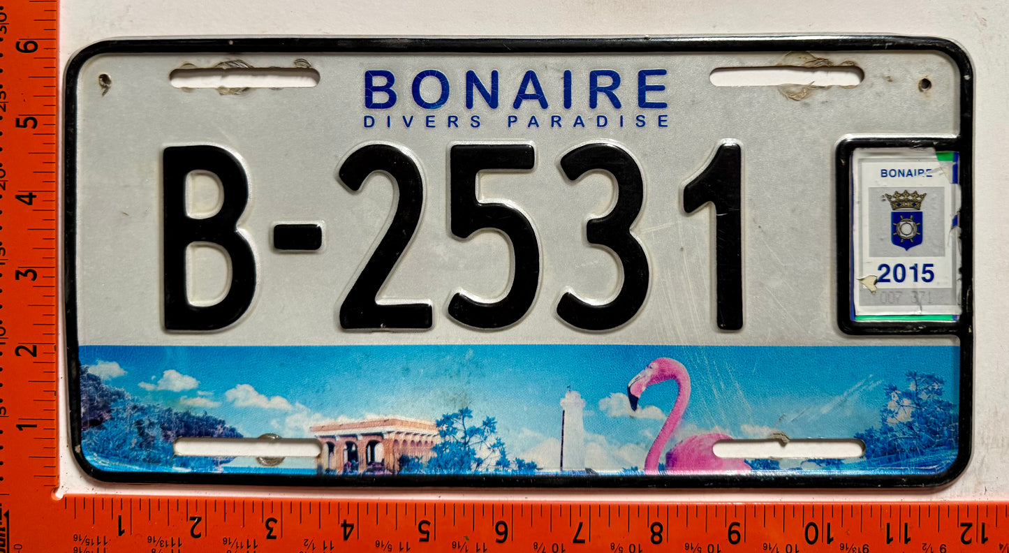 2015 Bonaire #B-2531 Passenger License Plate