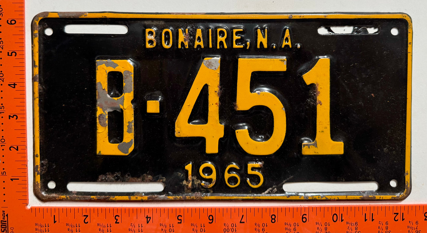 1965 Bonaire #B-451 Passenger License Plate