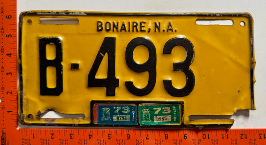 1973 Bonaire #B-493 Passenger License Plate